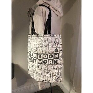 Cartoon Network Official TV Channel Large Canvas Tote B&W Animation Drawings